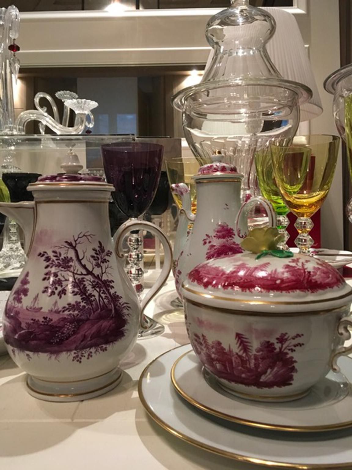 Italy Richard Ginori Mid 18th Century Pink Porcelain Covered Cup With Landscapes photo Home Decor