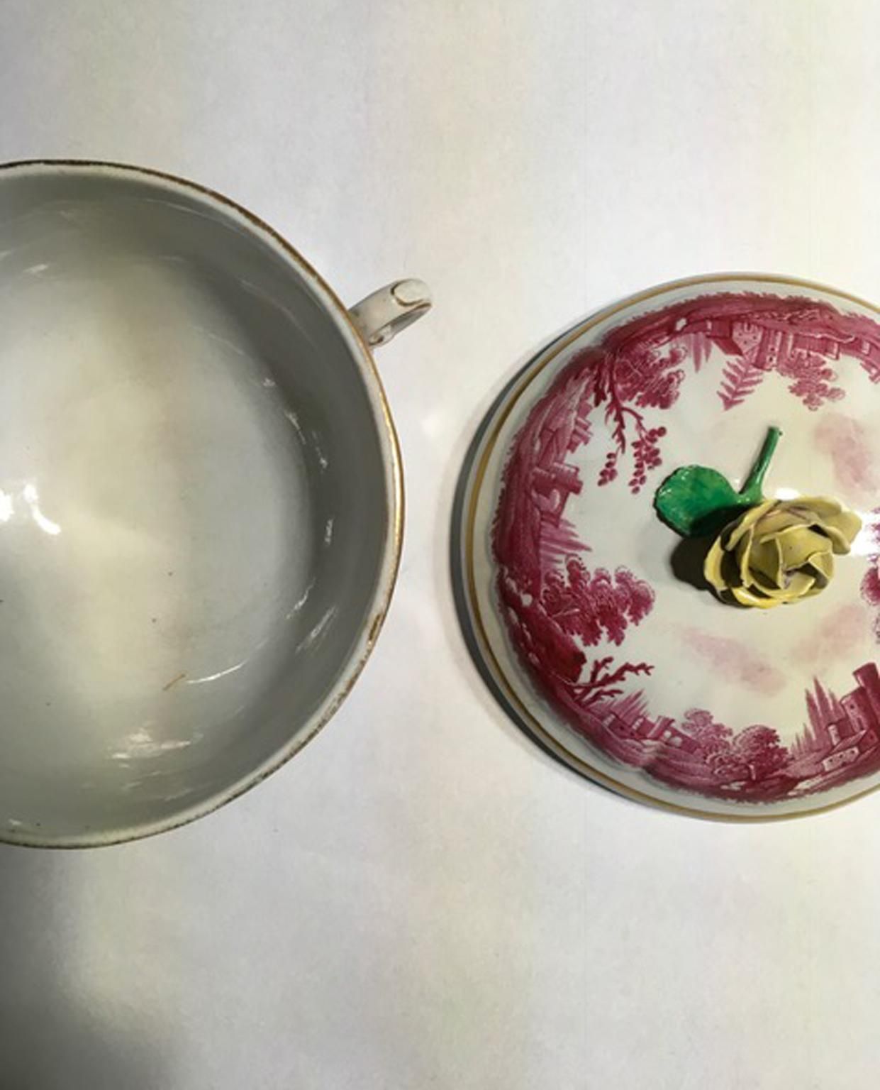 photo vinterior Italy Richard Ginori Mid 18th Century Pink Porcelain Covered Cup With Landscapes