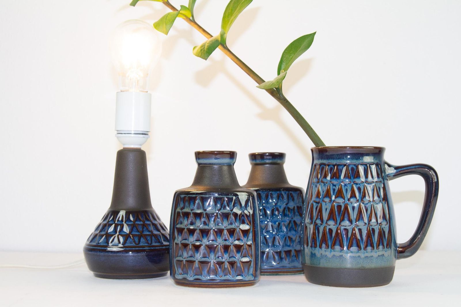 photo vinterior Danish Mid Century Modern Stoneware By Søholm 1960s, Set Of 17