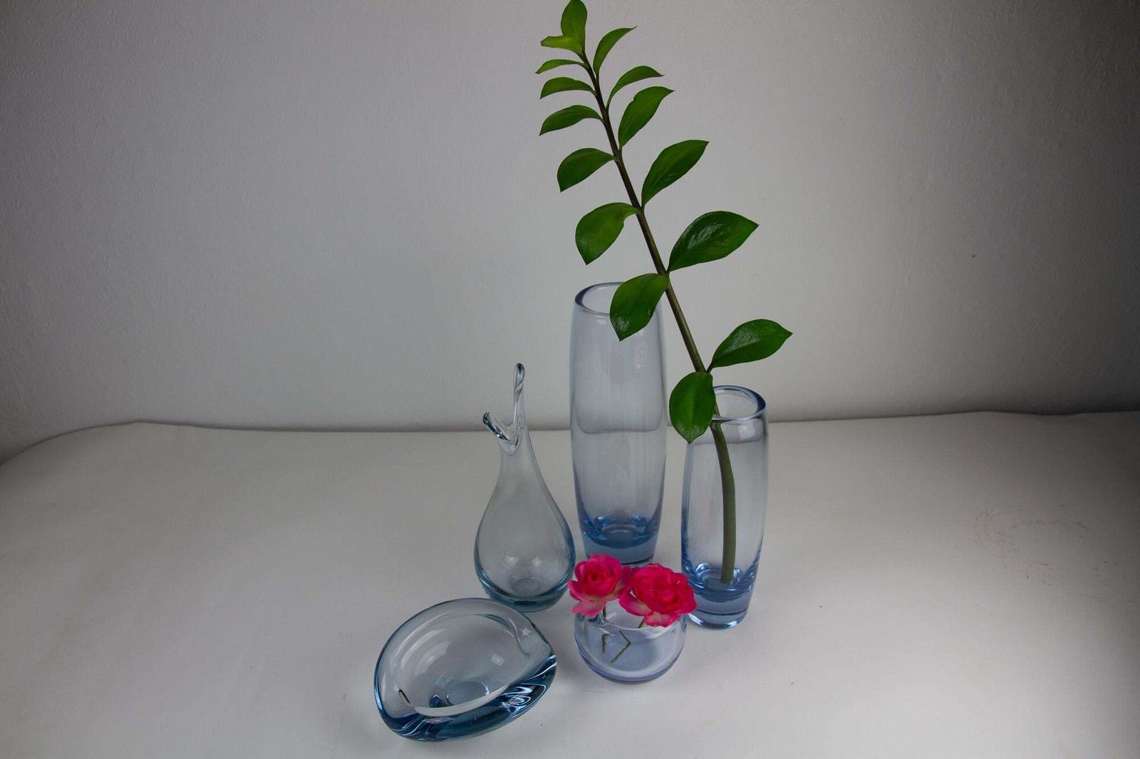 photo vintage Vintage Danish Holmegaard Aqua Vases By Per Lütken, 1960s. Set Of 5.