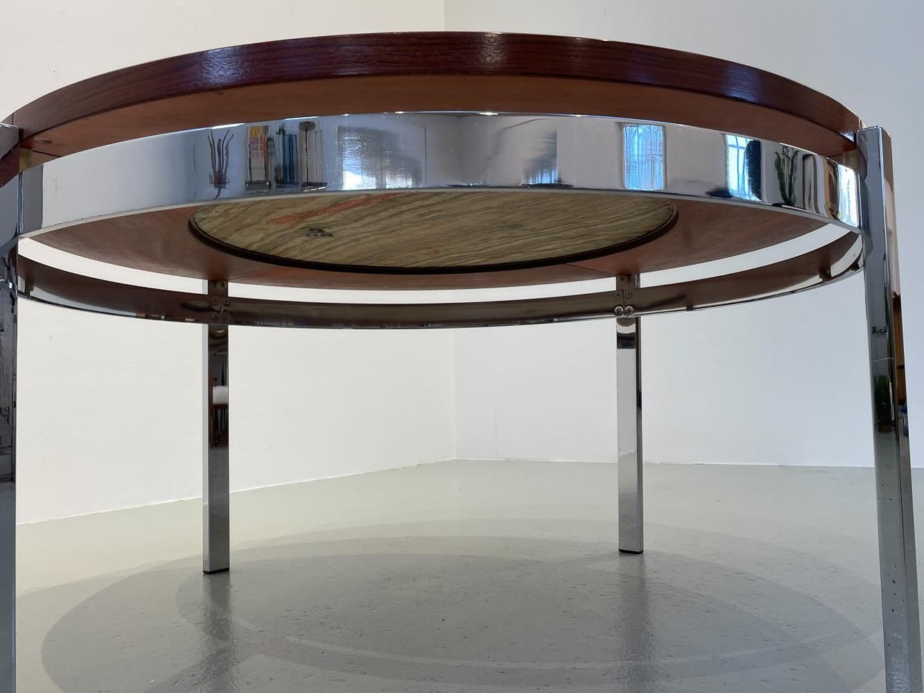 Danish Modern Round Rosewood And Marble Coffee Table By Bendixen Design, 1970s. photo vinterior