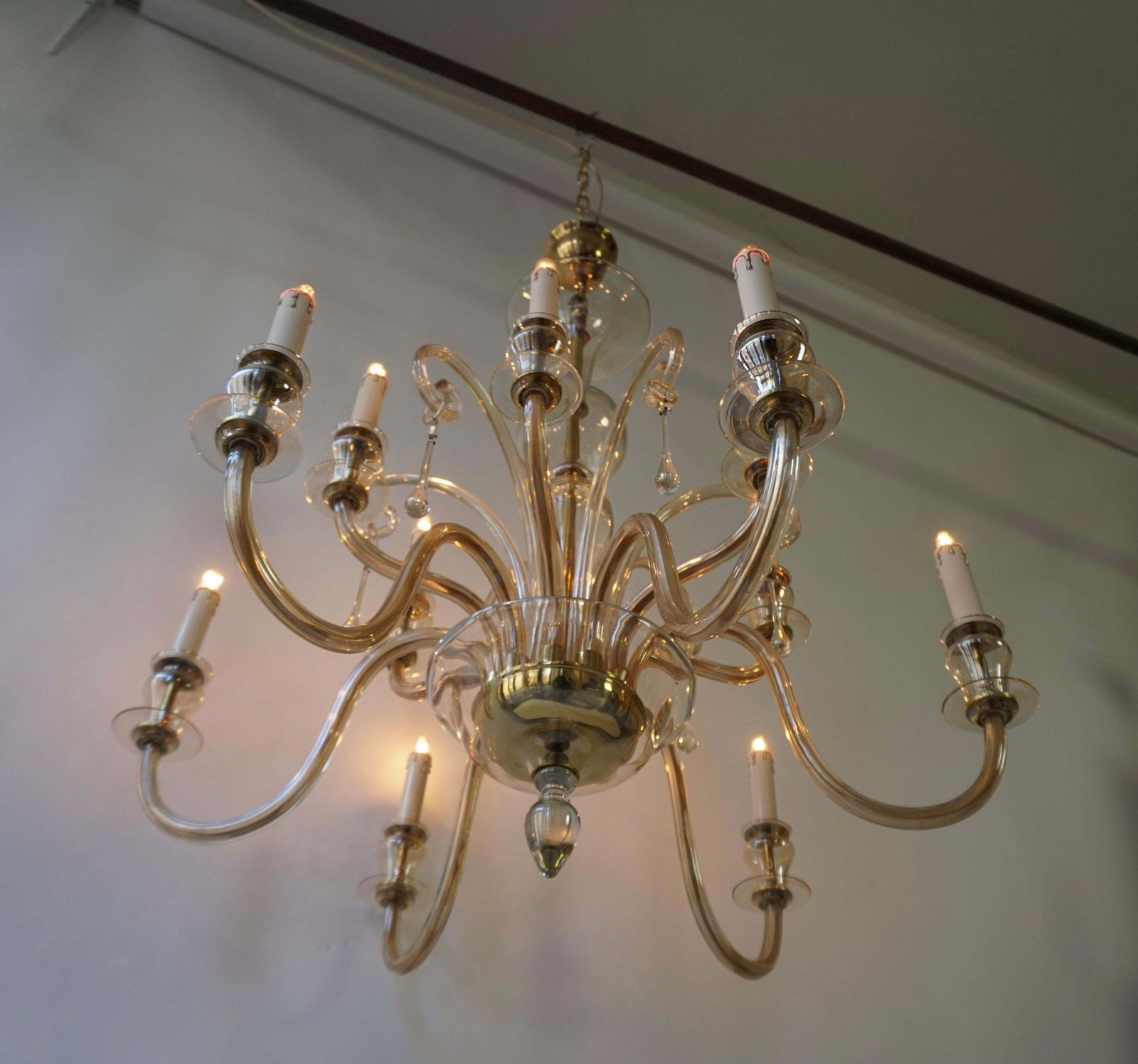 photo vintage Italian Midcentury Style Hand Blown Murano Venetian Glass Chandelier