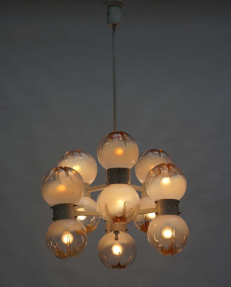 Italian Mazzega Chandelier With 12 Globes photo vintage