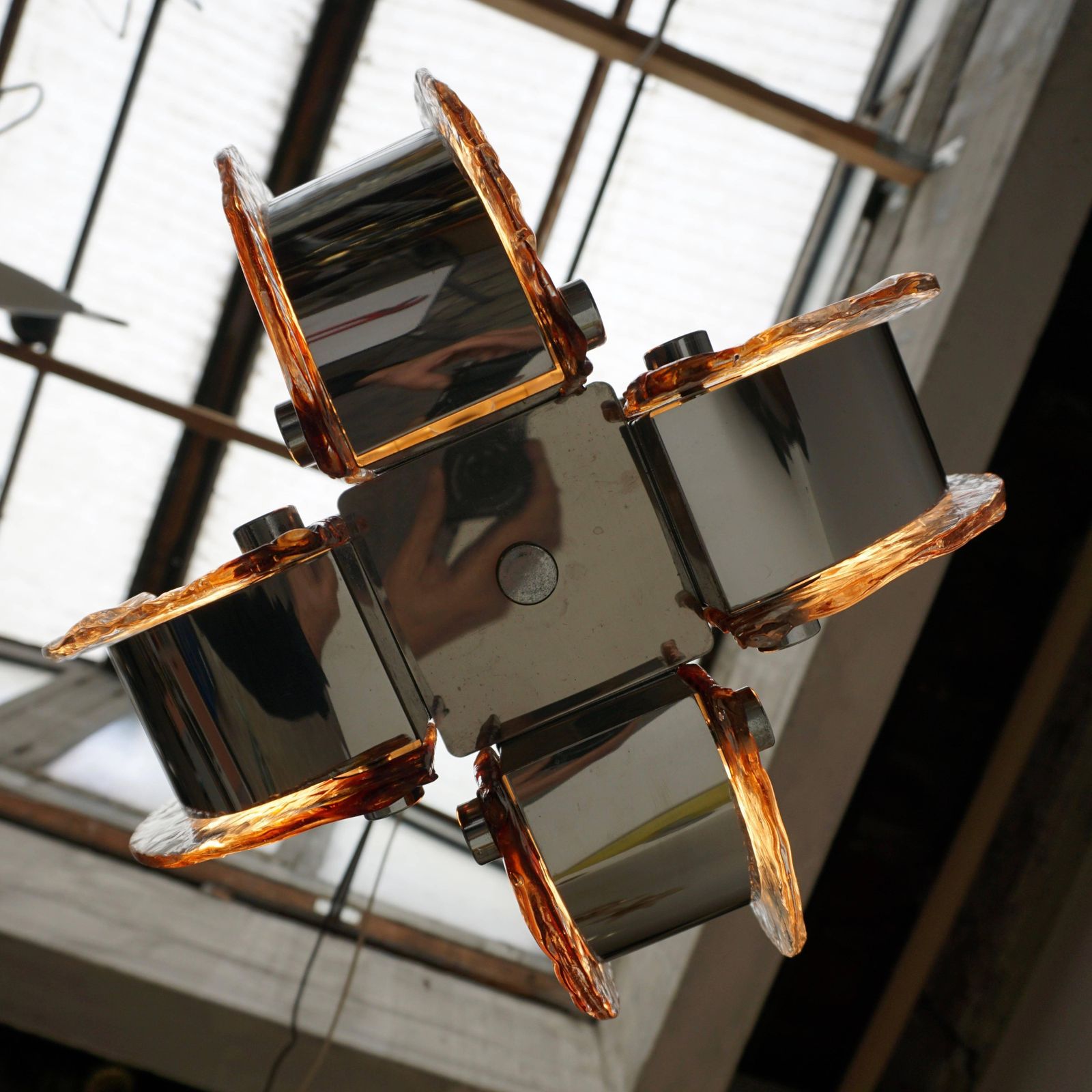 Murano Clear And Amber Glass Chandelier, Italy, 1970s photo buy