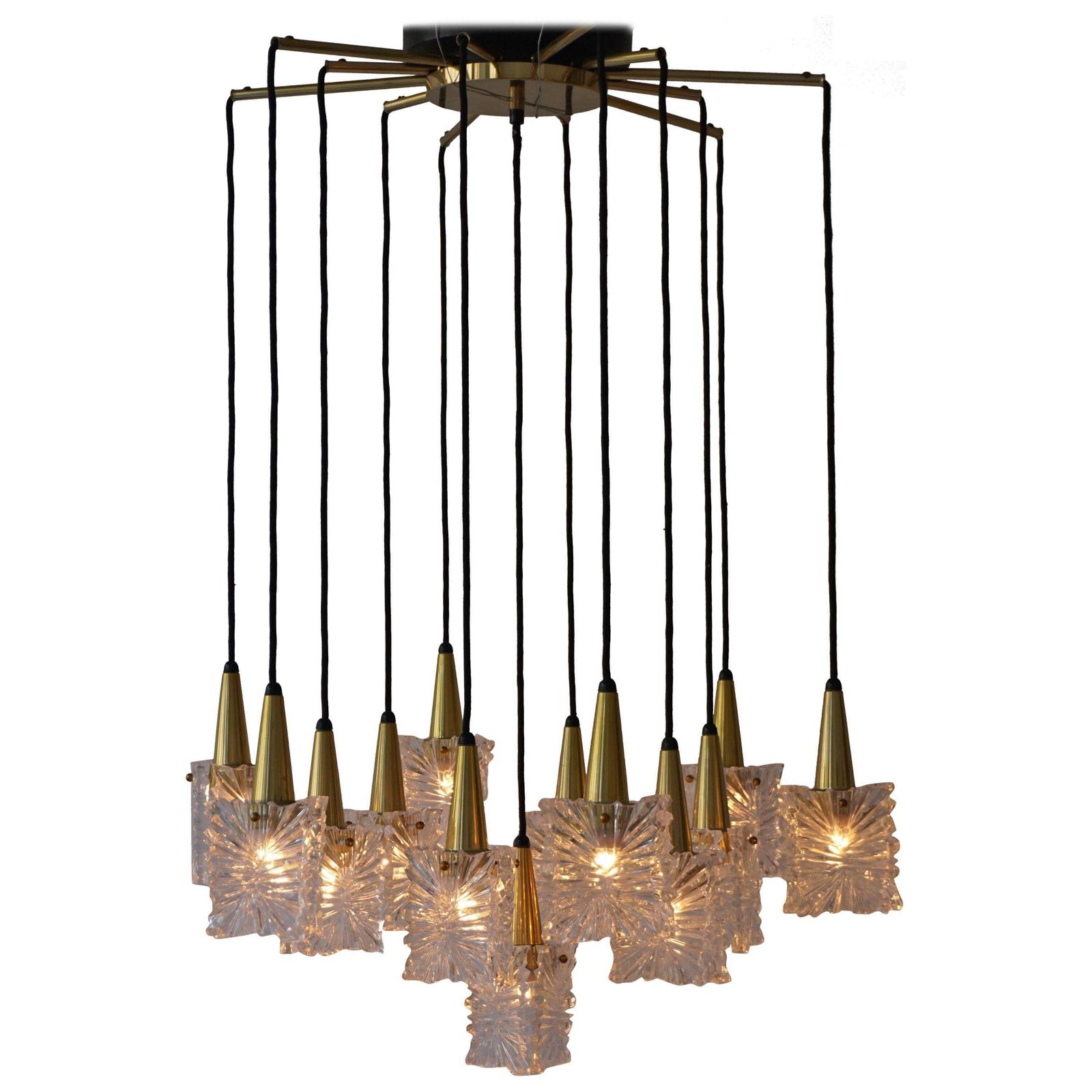 Chandelier In Glass And Brass By Raak