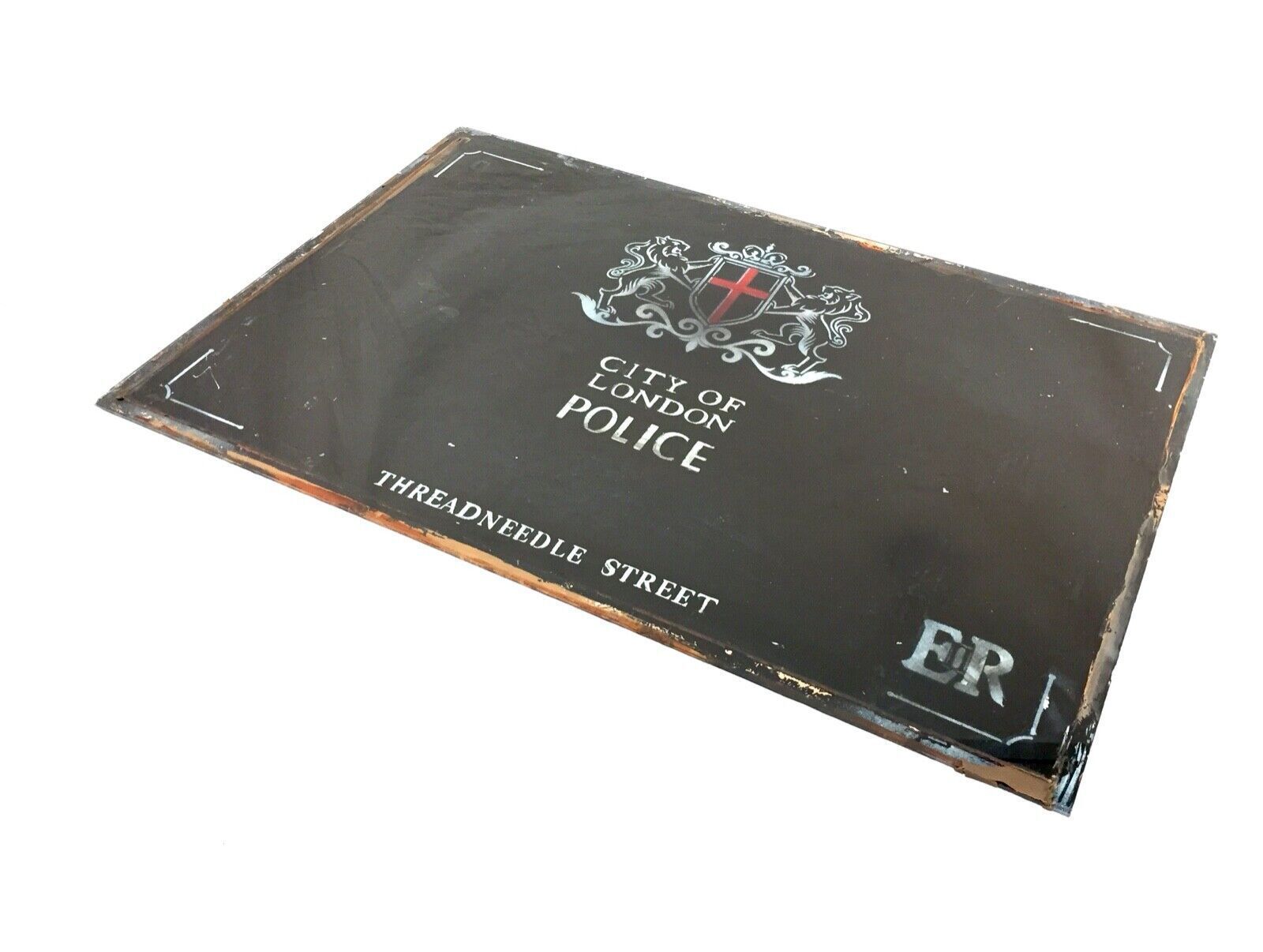 Vintage Glass Window Sign City Of London Police Threadneedle Street Glass photo vintage