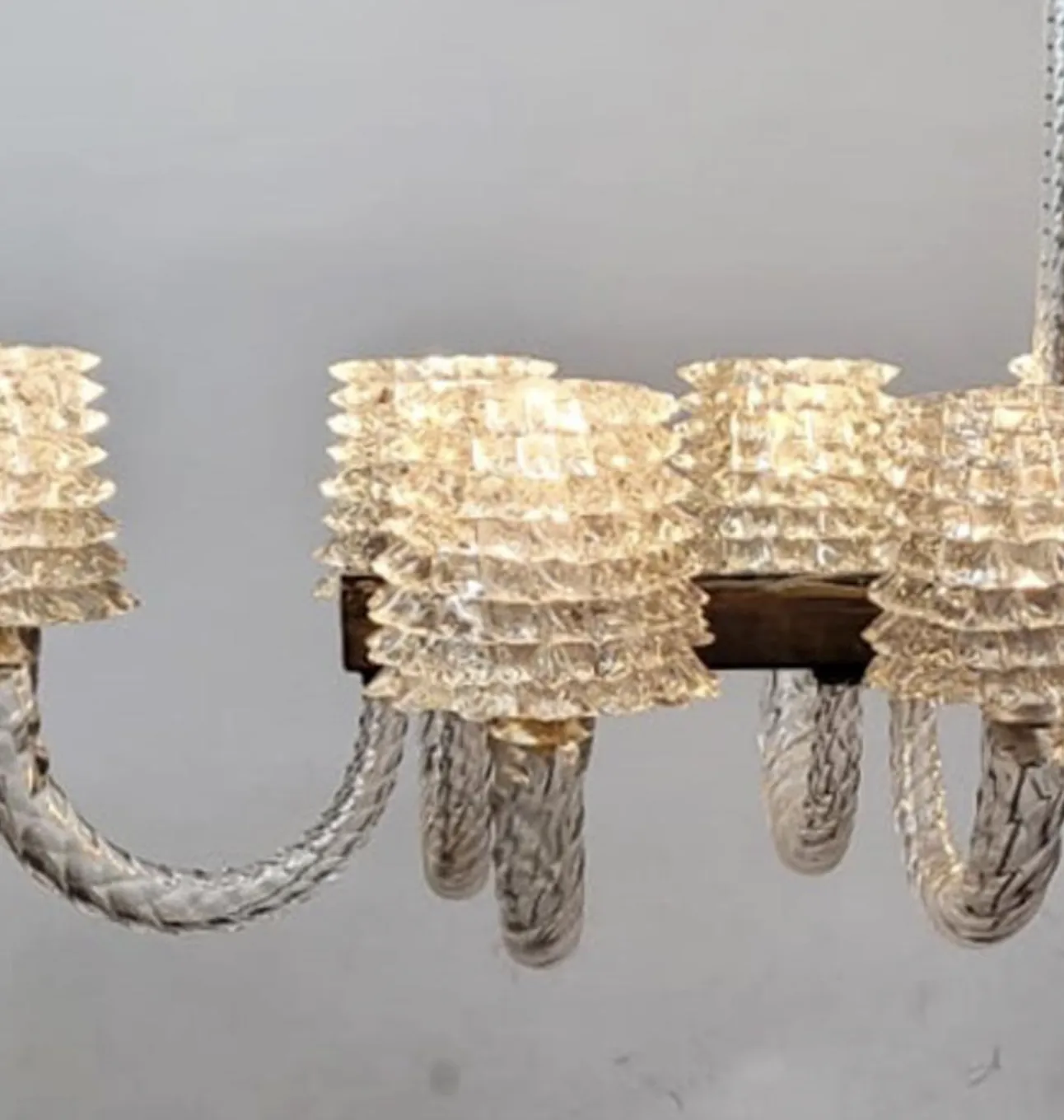 Rostrato Glass Chandelier By Ercole Barovier, Italy, 1940s photo vinterior