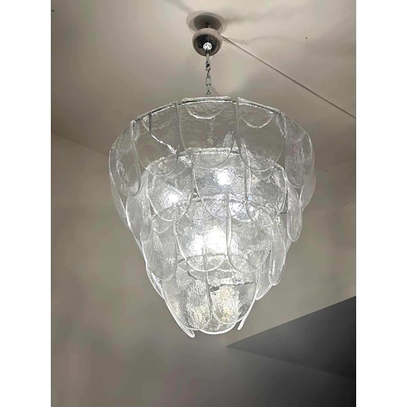 Contemporary Modern Clear "Petals" Murano Style Glass Chandelier photo Lighting