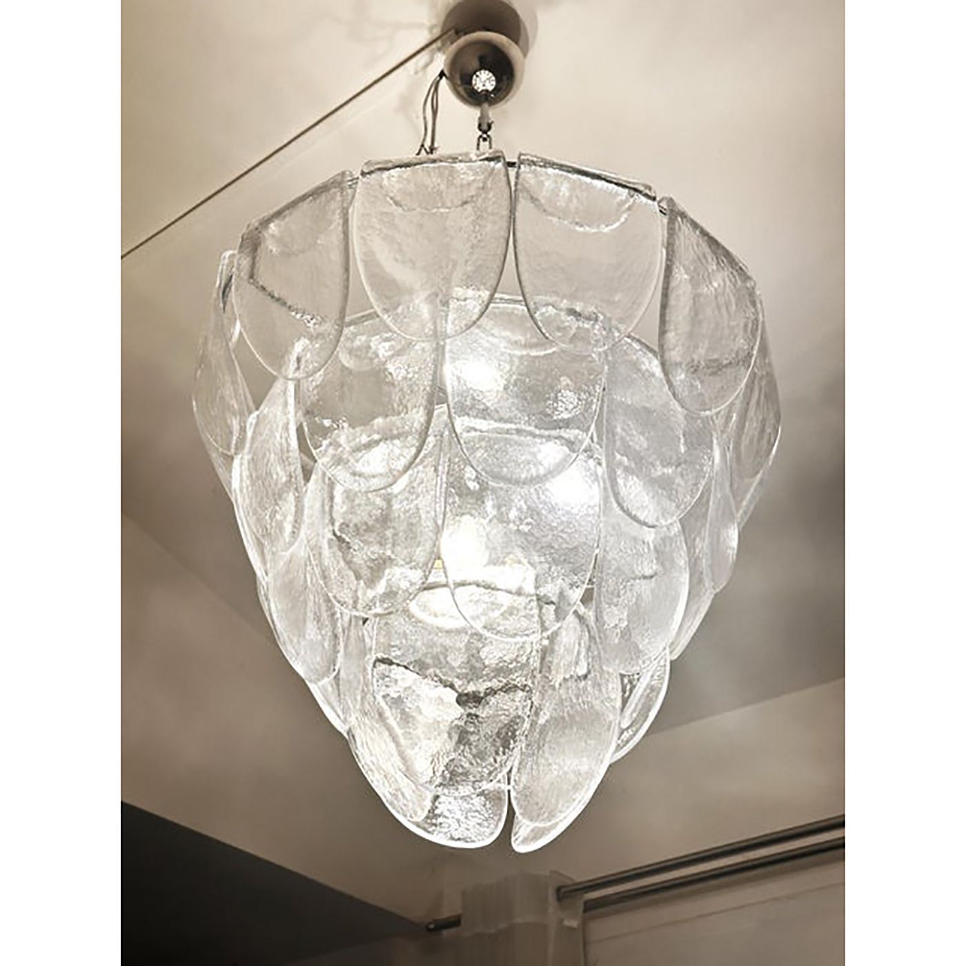 Contemporary Modern Clear "Petals" Murano Style Glass Chandelier photo buy