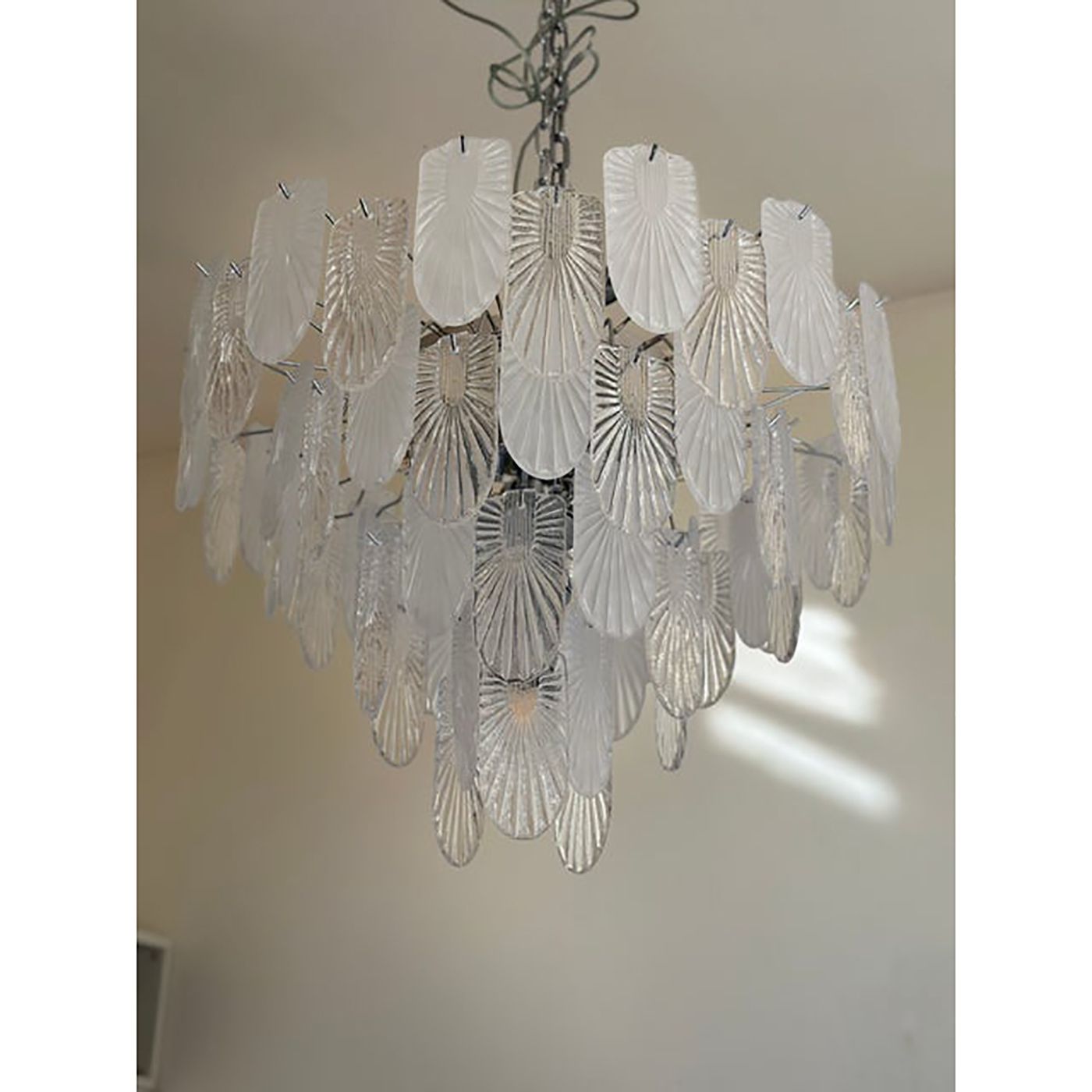 Italian Murano Style Glass Chandelier Clear And Frosted Art Deco photo Lighting