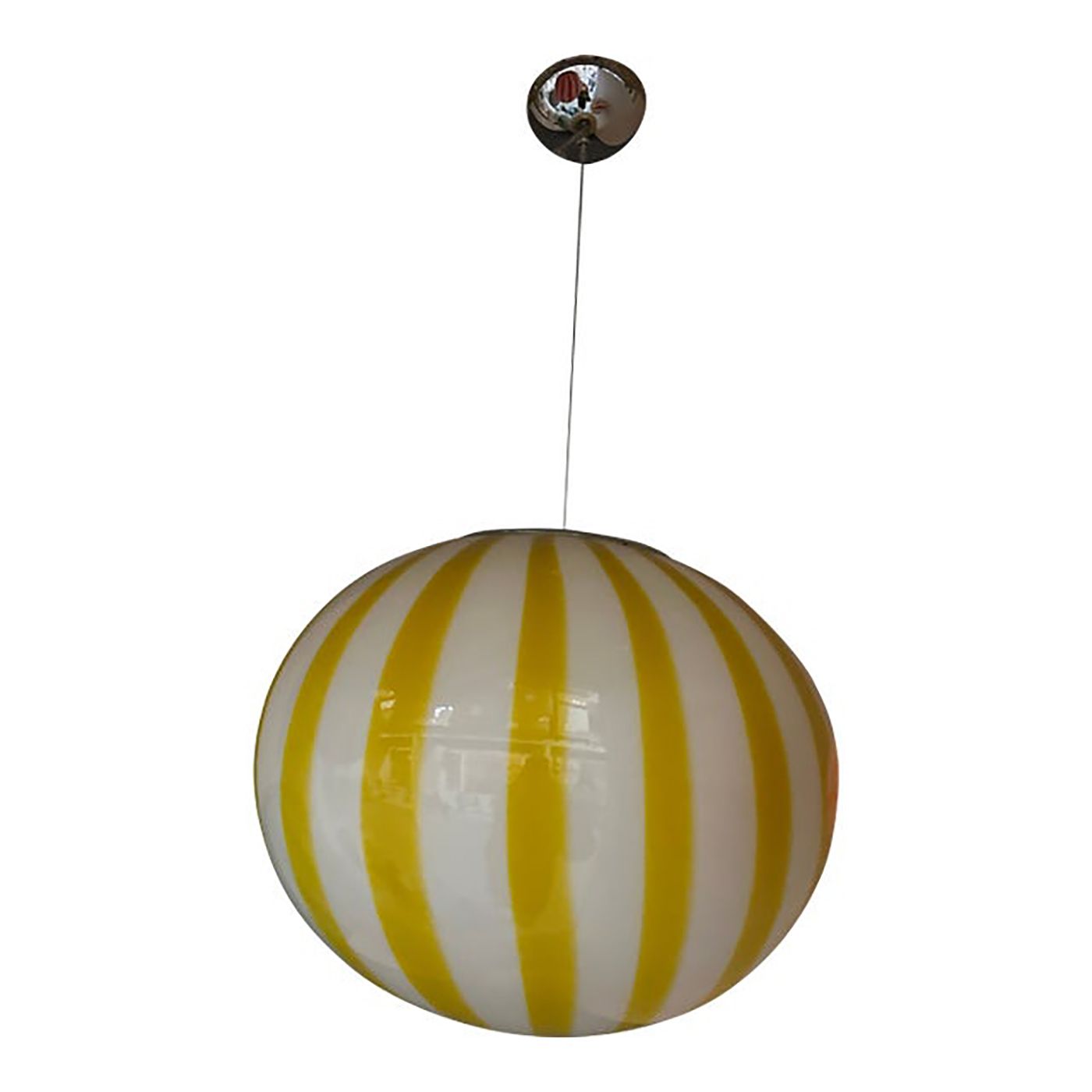 Italian Murano Style Glass Swirling Multicolors Pendant Sphere