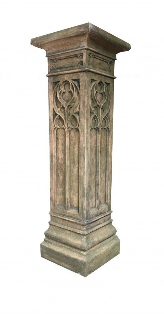 English Gothic Pedestal Column Garden Stone Table photo furniture