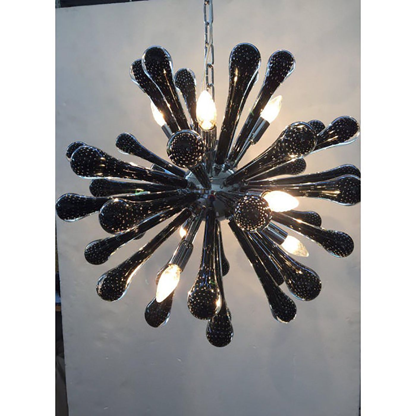 Italian Murano Style Glass Sputnik Gold With Black Drops Chandelier photo furniture
