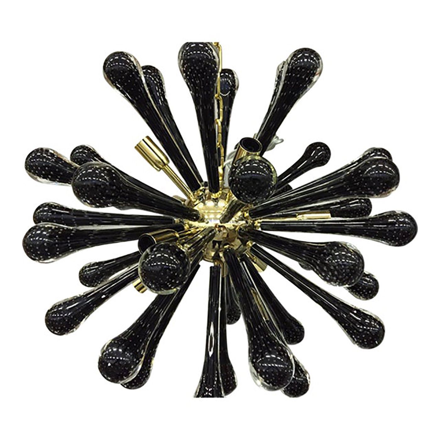 Italian Murano Style Glass Sputnik Gold With Black Drops Chandelier