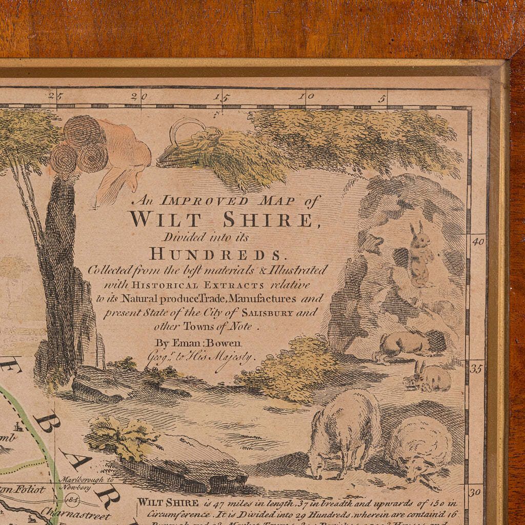 Large Antique Wiltshire Map, County Cartography, Framed, English, 18th Century photo 811.0