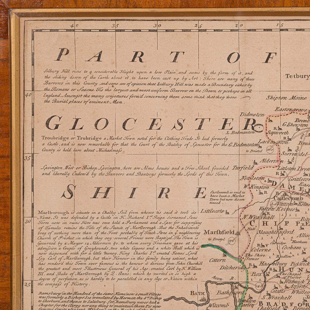 Large Antique Wiltshire Map, County Cartography, Framed, English, 18th Century photo vinterior