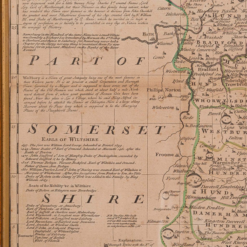 Large Antique Wiltshire Map, County Cartography, Framed, English, 18th Century photo buy
