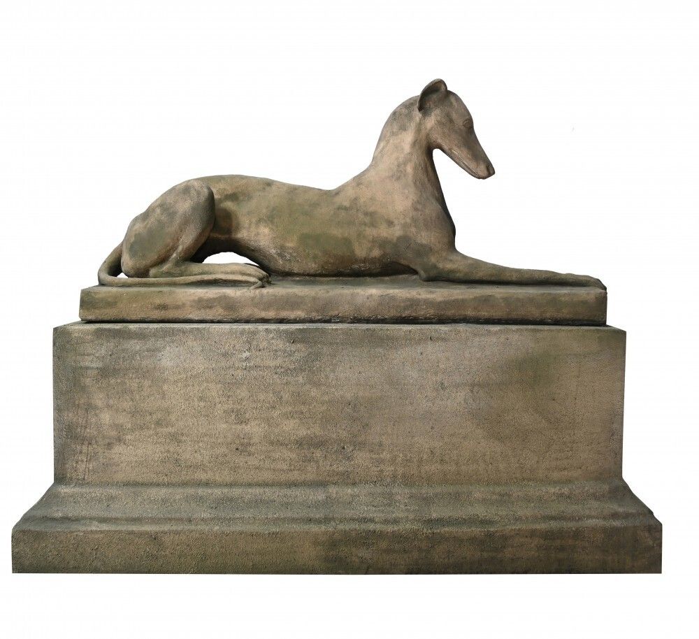 Garden Decor Pair Stone Garden Dogs Austin And Seeley Greyhound Whippet photo