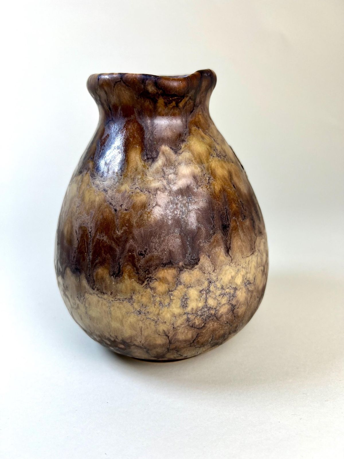 Brown Ruscha Art Vase   West German Fat Lava Vase   Vintage Ceramic Vase With Handle photo buy