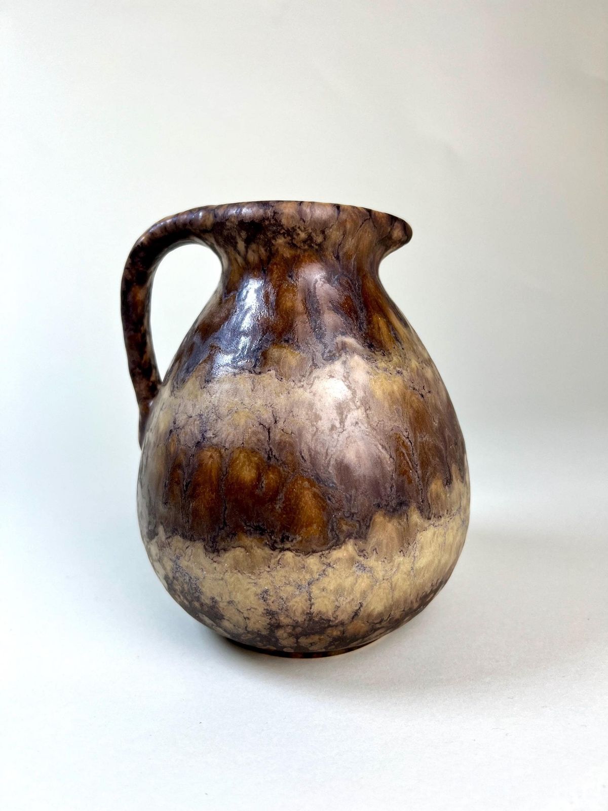 Brown Ruscha Art Vase   West German Fat Lava Vase   Vintage Ceramic Vase With Handle photo vintage