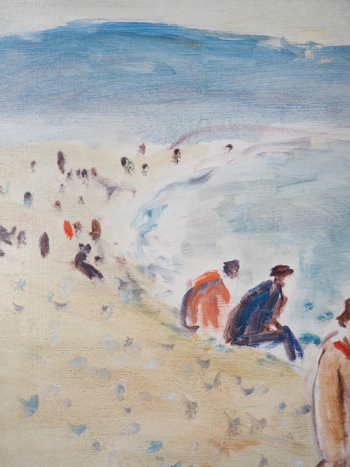 Jean Jacques Rene Normandy : Sunny Day In Dieppe   Original Oil On Canvas, Hansigned photo vintage