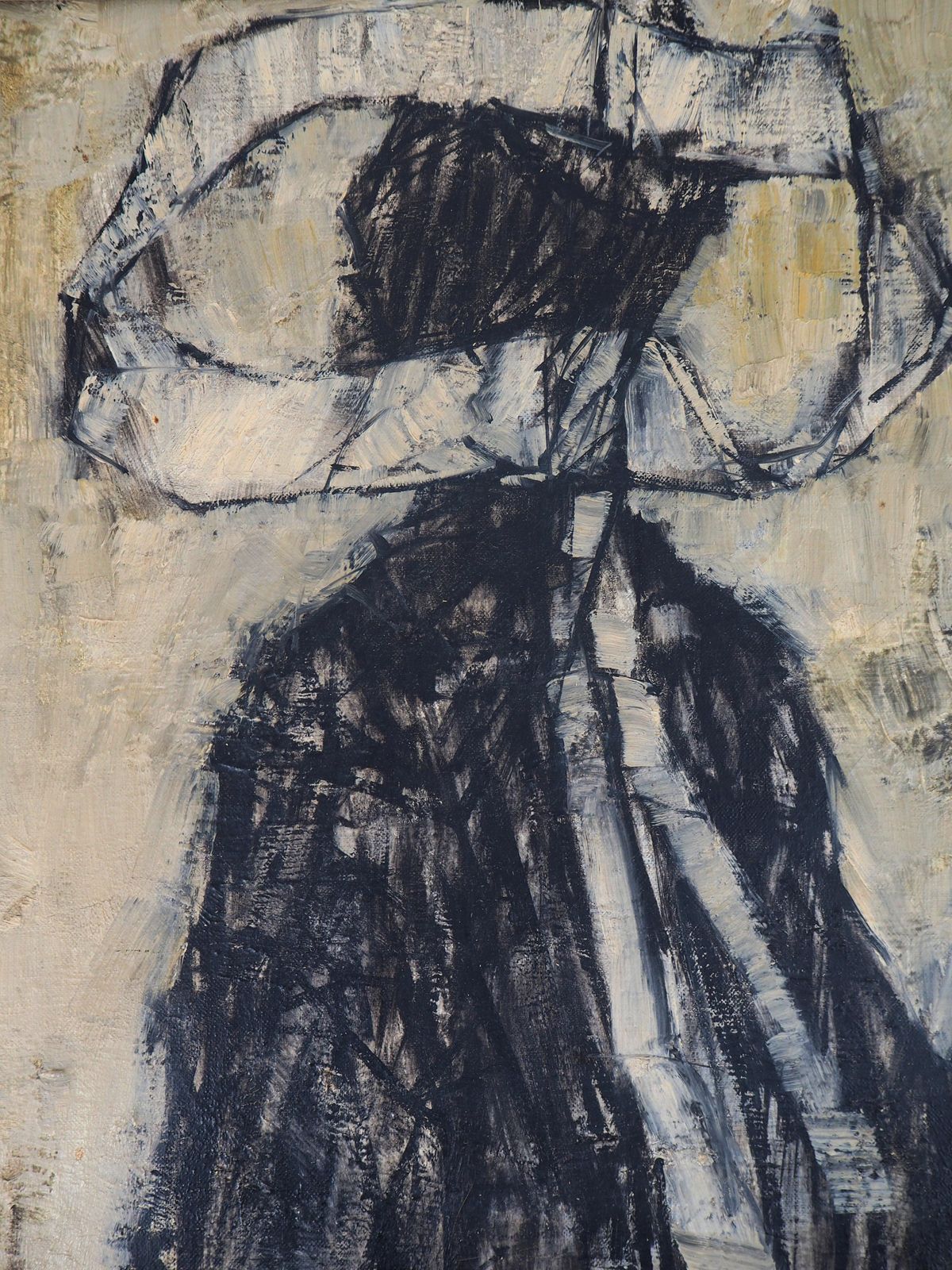 Two Women With Traditional Brittany Dress   Original Oil On Canvas, Signed 1954 photo vinterior
