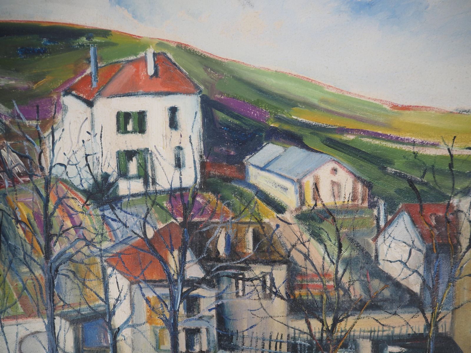 Normandy : Small Traditional Village   Oil Painting On Canvas   Signed photo buy