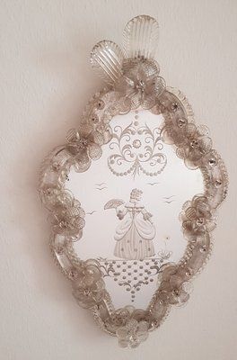 Venetian Murano Crystal Mirror With Lovers, 1940s, Set Of 2 photo furniture