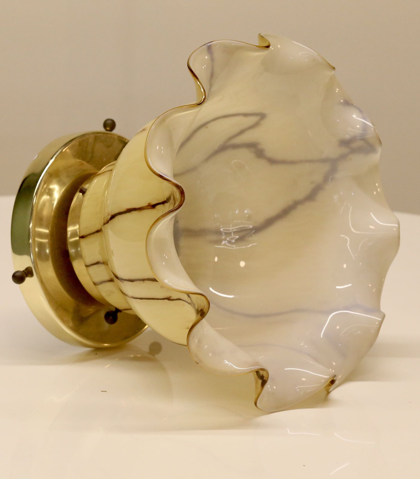 photo for sale Fine Pair Vintage Peill & Putzler Ruffled Glass Ceiling/Wall Lights, 1970s