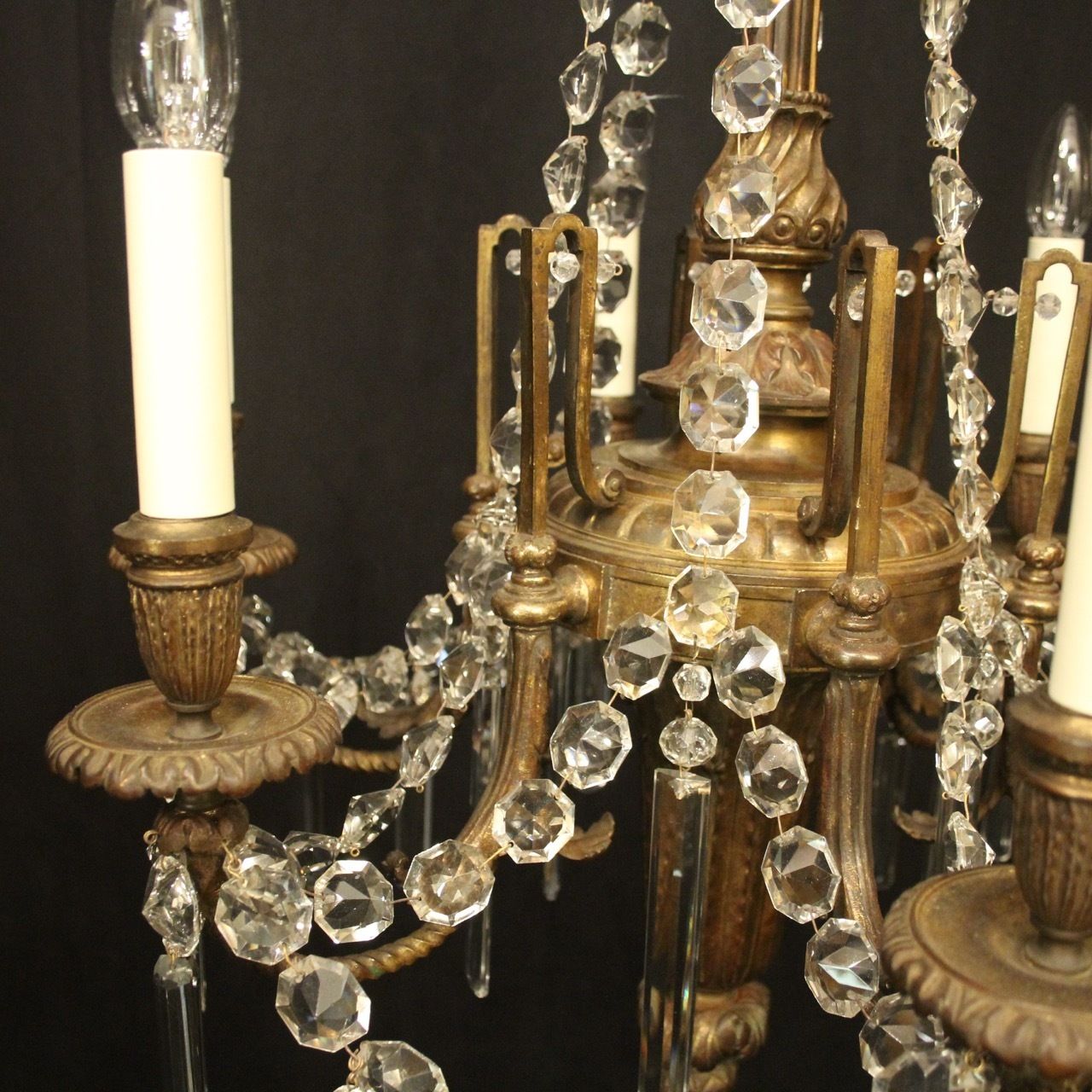 French Gilded Bronze 6 Light Antique Chandelier photo 3950.0