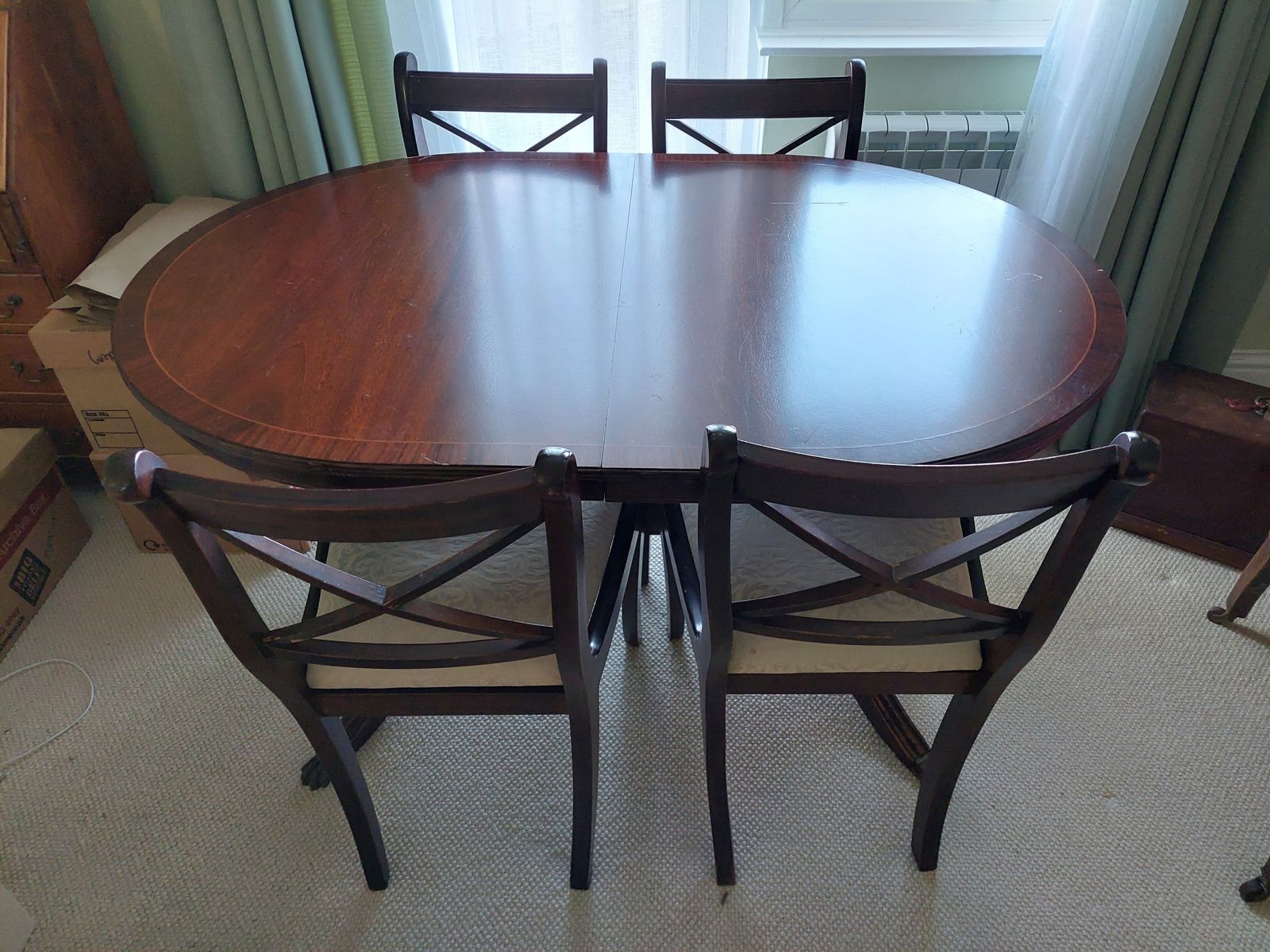 Mid Century Repro Geirge III Claw Foot Mahogany Extendable Dining Table And Four Chairs photo 175.0