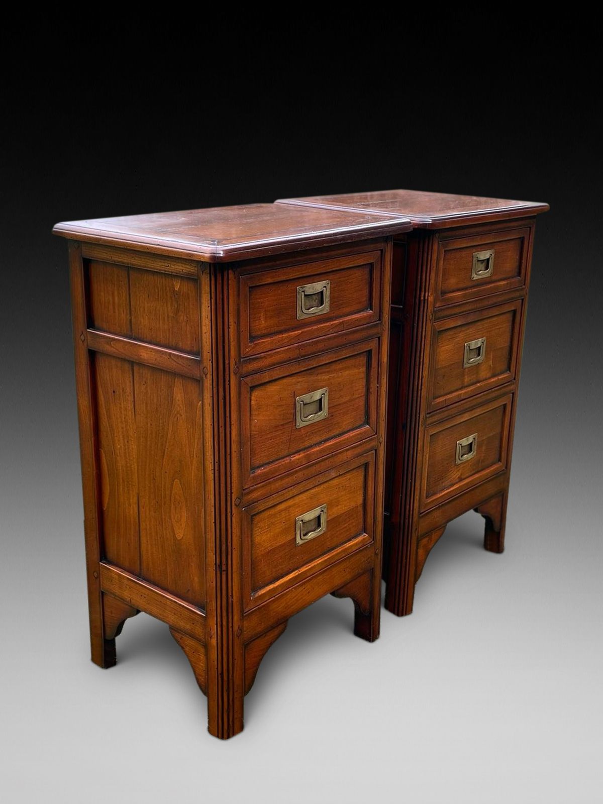 Pair Of Fruitwood Three Drawer Bedsides photo Furniture