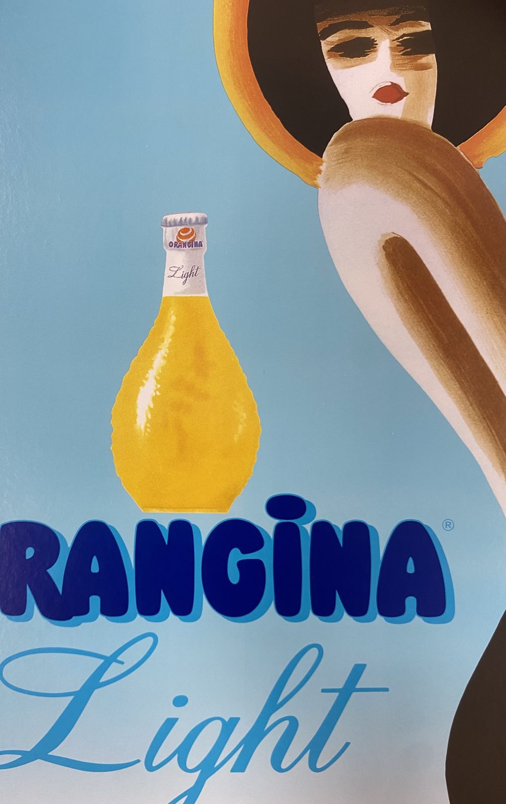photo furniture Bernard Villemot, C.A. 1980s   Orangina Light   Original Vintage Poster Cm 60 X 40