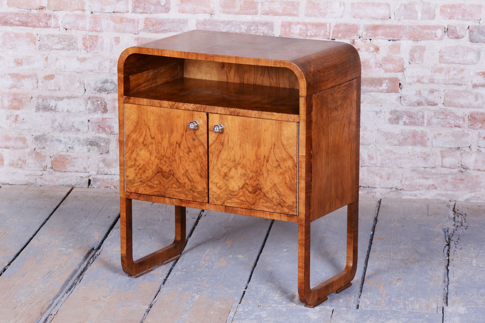 Restored Art Deco Cabinet, Walnut, Veneer, Revived Polish, Czech, 1920s photo furniture