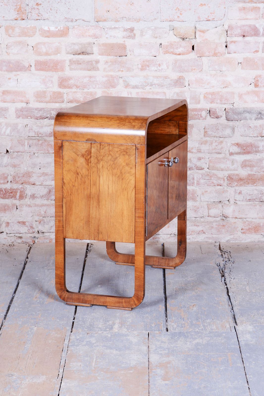 Restored Art Deco Cabinet, Walnut, Veneer, Revived Polish, Czech, 1920s photo vintage