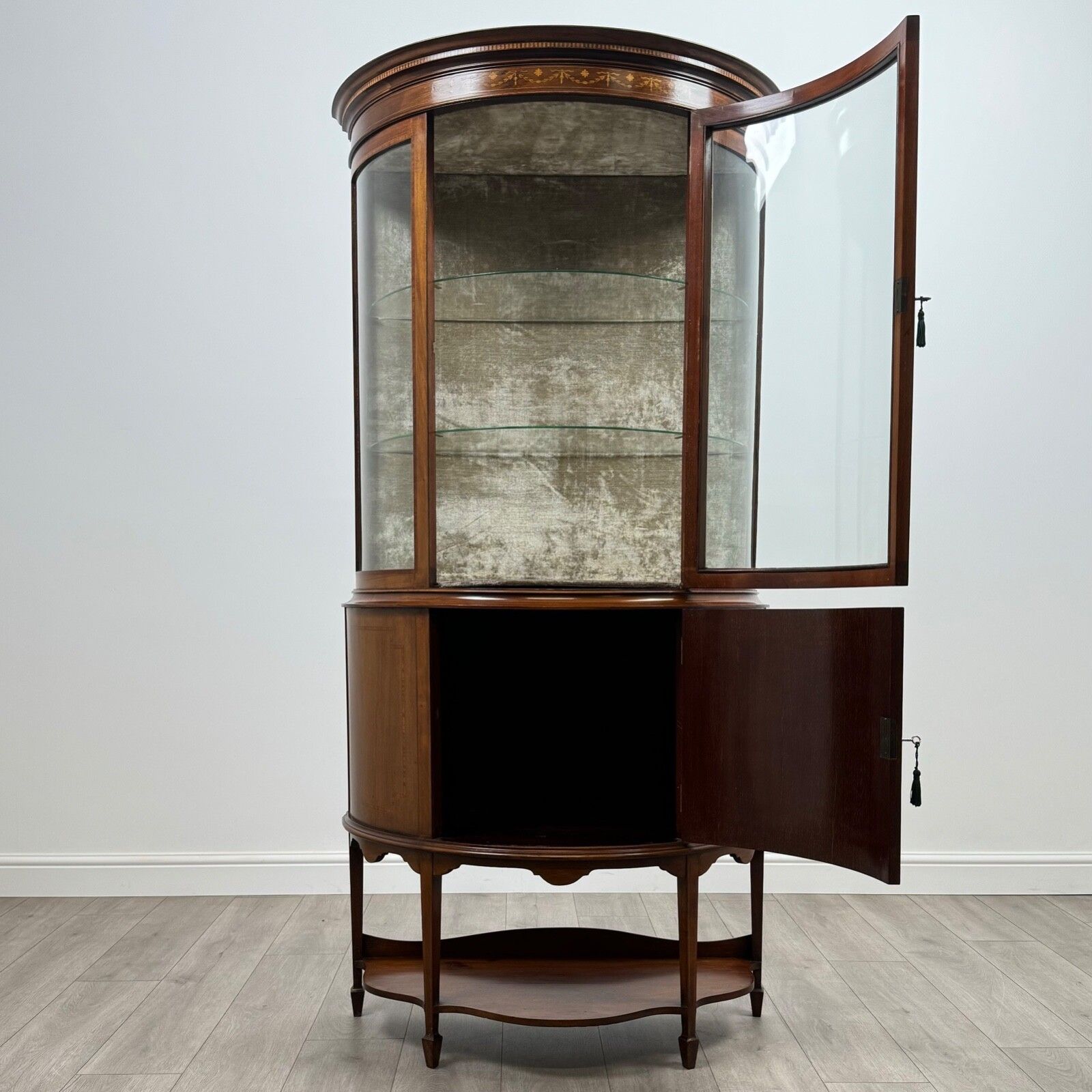 Antique 20th Century Demi Lune Glazed Display Cabinet photo furniture