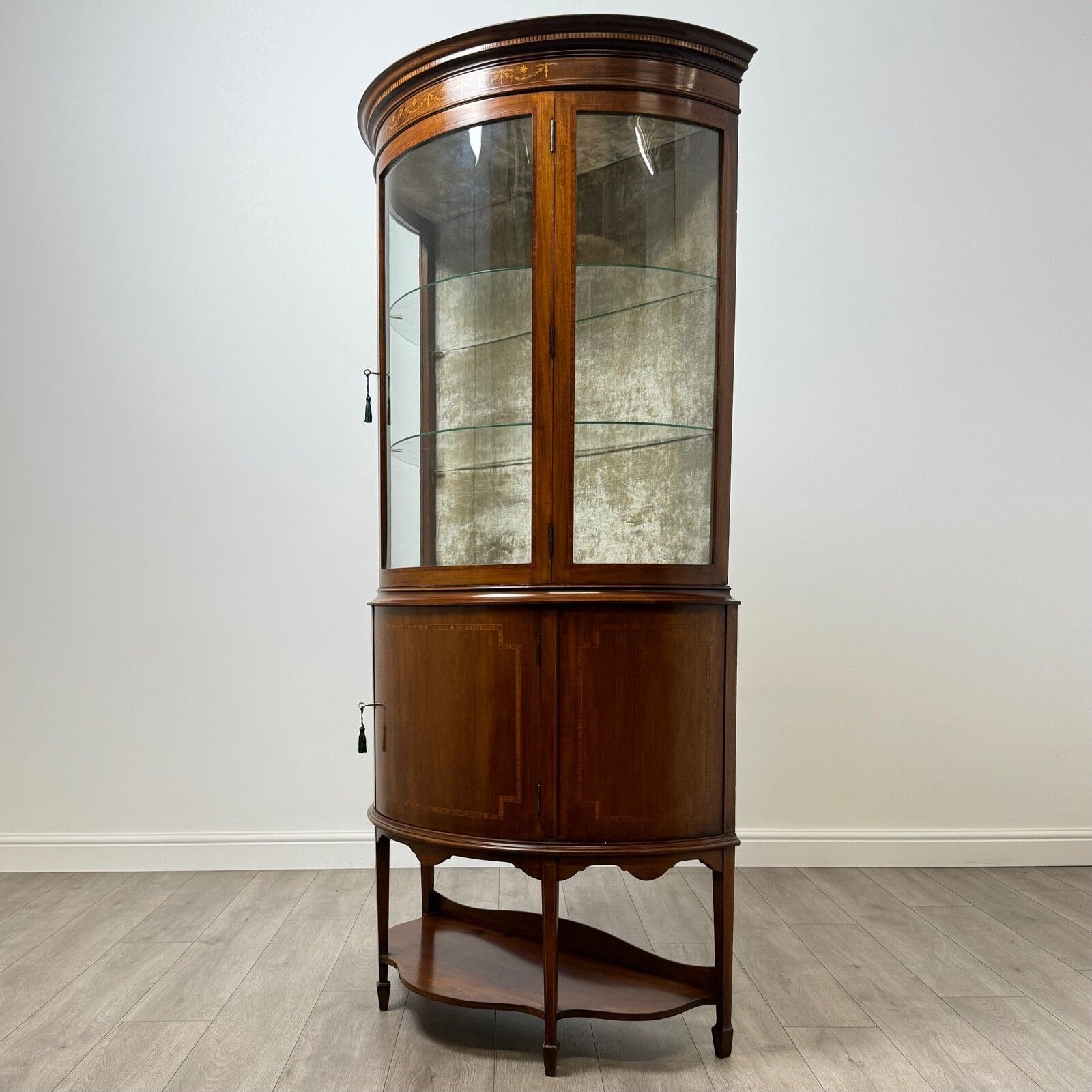 Antique 20th Century Demi Lune Glazed Display Cabinet photo for sale