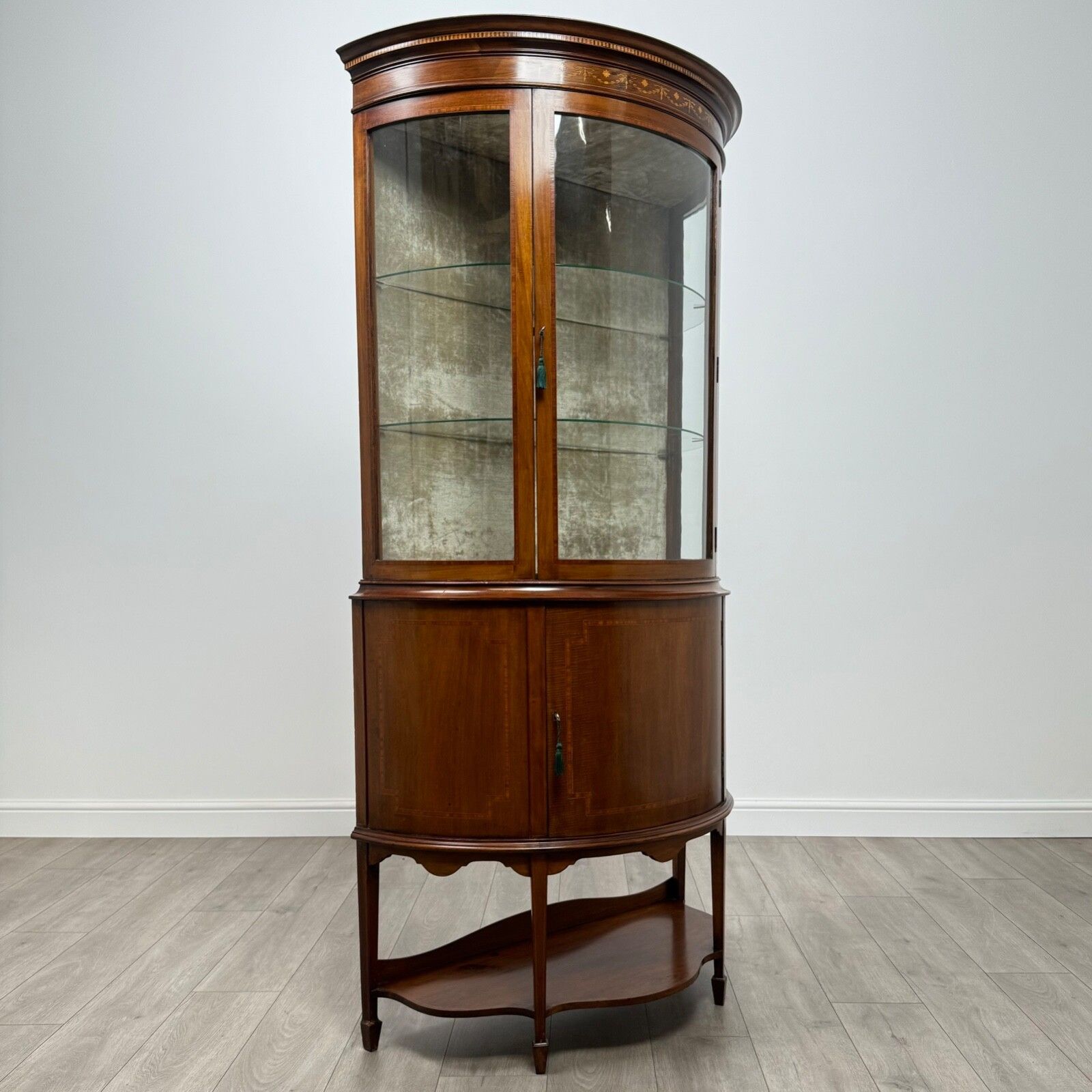 photo furniture Antique 20th Century Demi Lune Glazed Display Cabinet