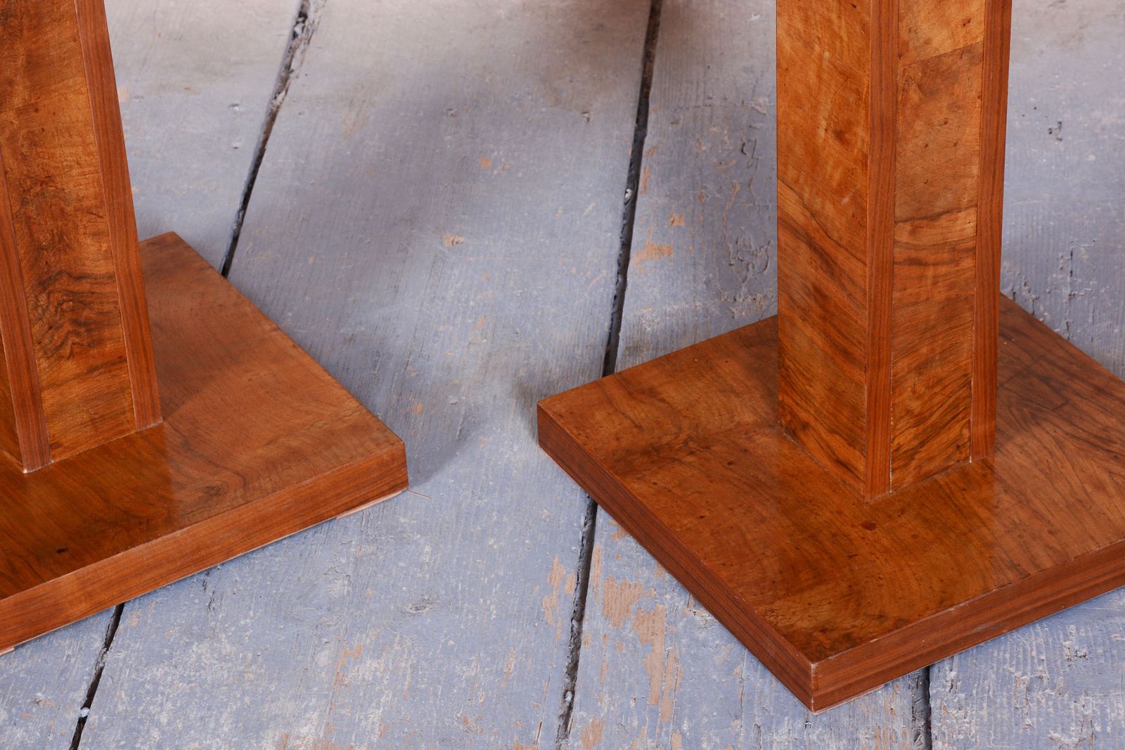 Pair Of Restored Art Deco Pedestals, Walnut, Revived Polish, Czech, 1920s photo for sale