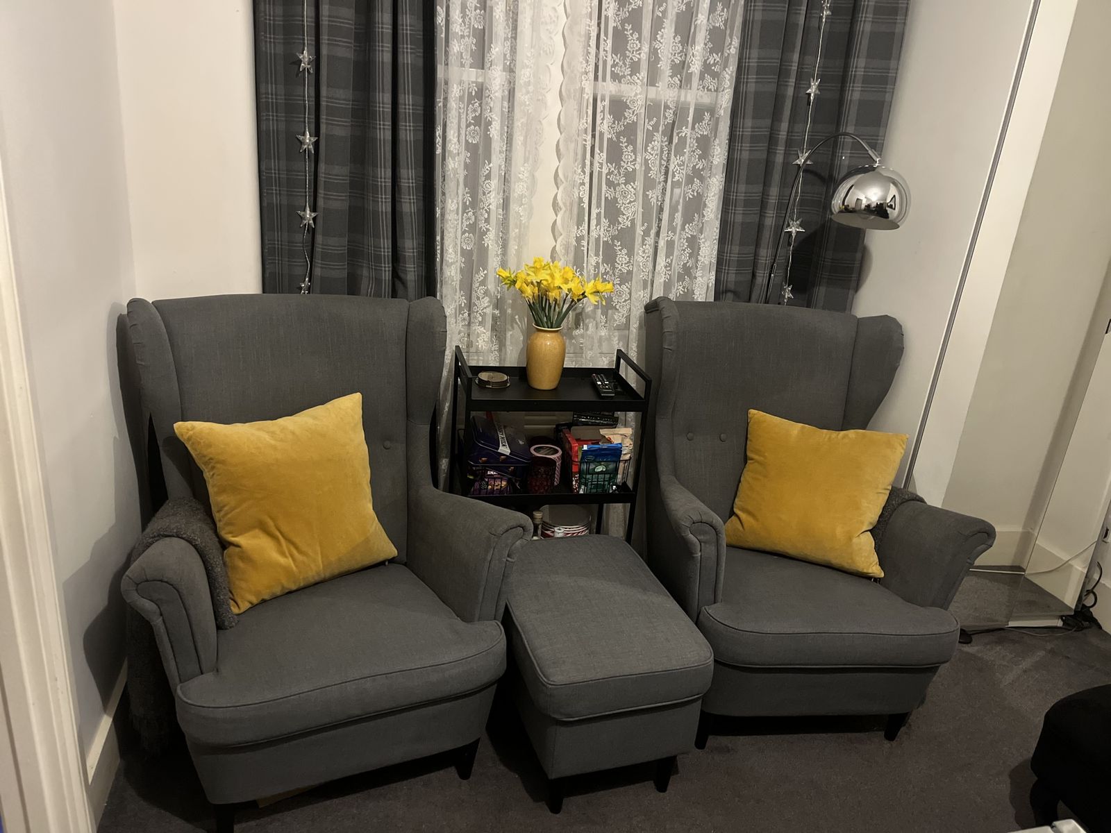 Ikea Strandmond Set Of 2 Wing Chairs, Footstool And Slipcovers photo for sale
