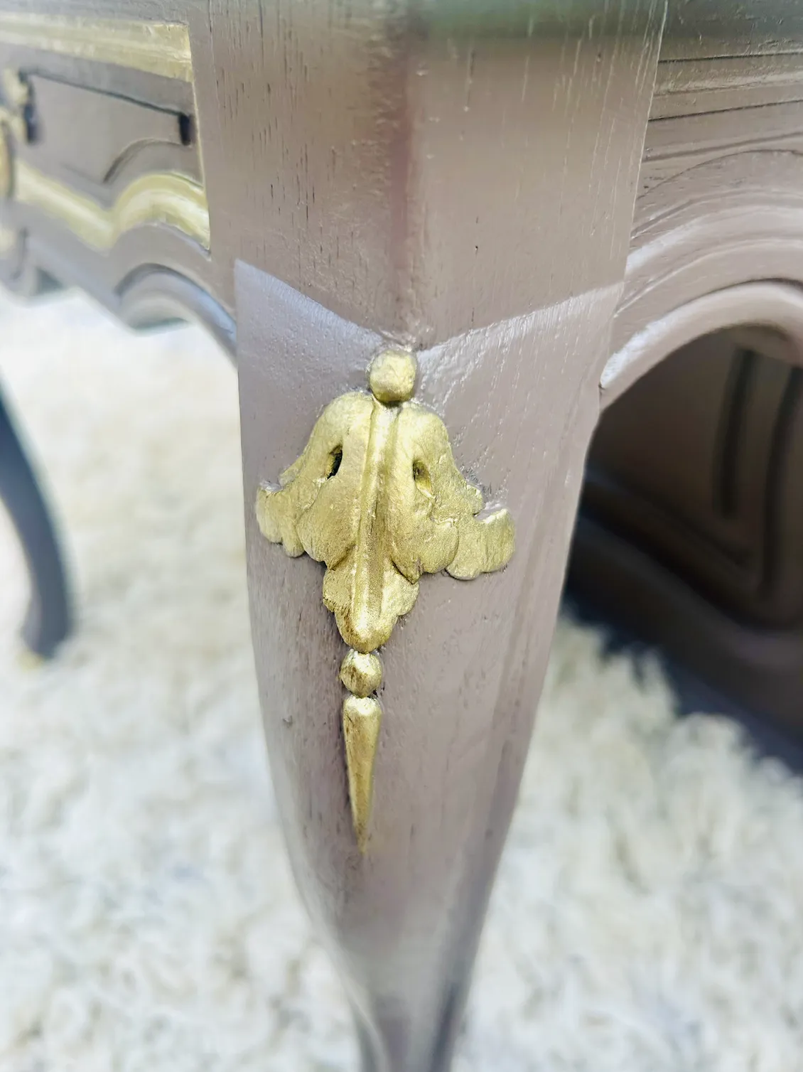 Elegant Detailed Side Table Pair In Coffee And Gold   Unusual photo vinterior