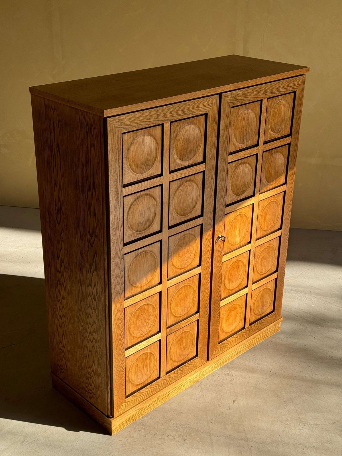 Naturel Eiken Brutalistisch Highboard, Jaren 1980 photo vintage