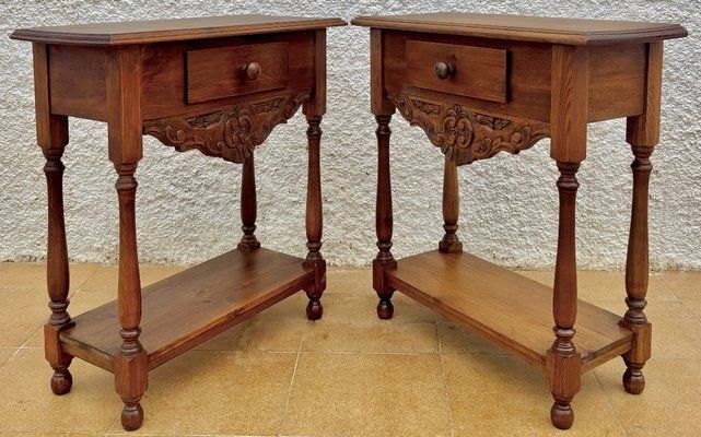 Oak Nightstands With Drawers, 1920s, Set Of 2 photo furniture