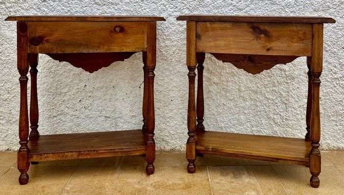 photo furniture Oak Nightstands With Drawers, 1920s, Set Of 2