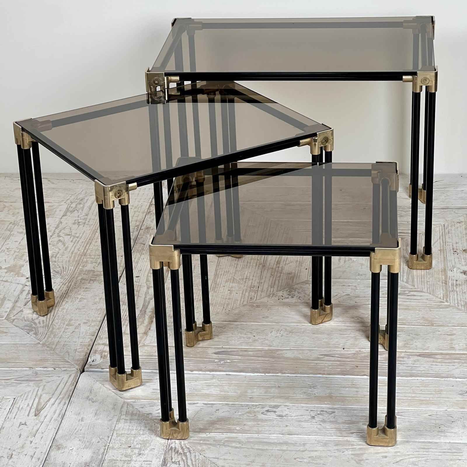 Italian Smoked Glass Nest Of Tables