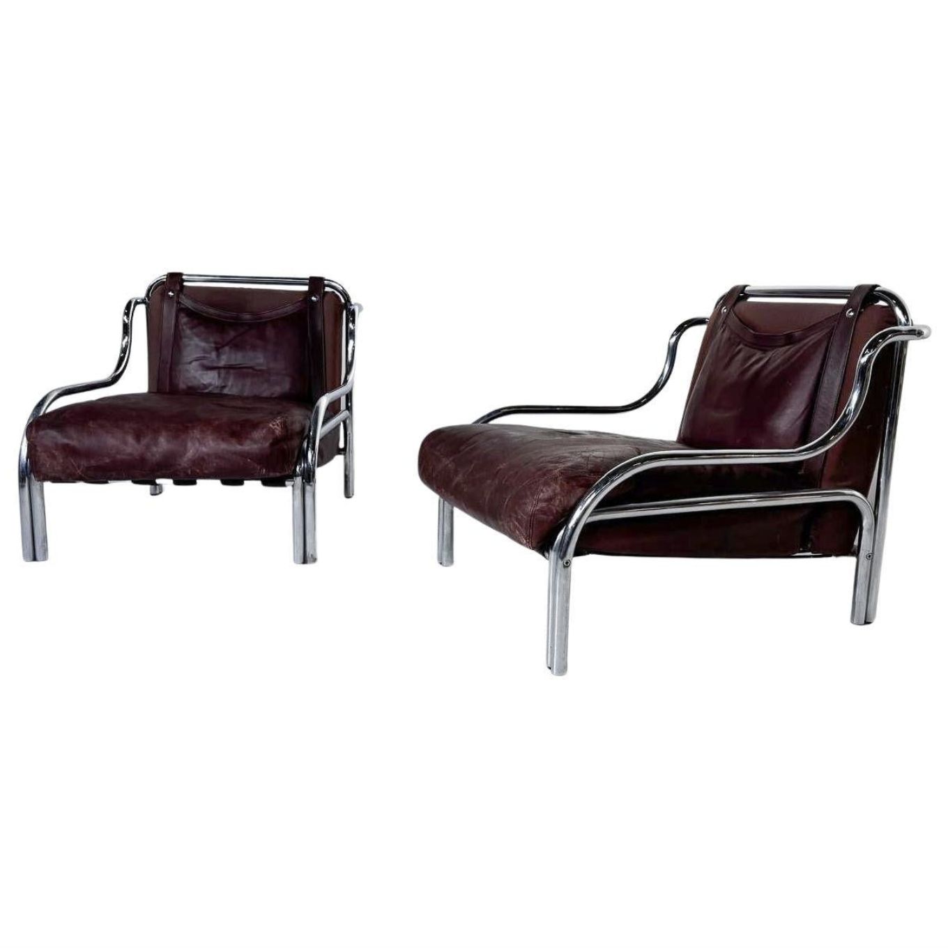 Mid Century Pair Of “Stringa” Armchairs By Gae Aulenti, 1962