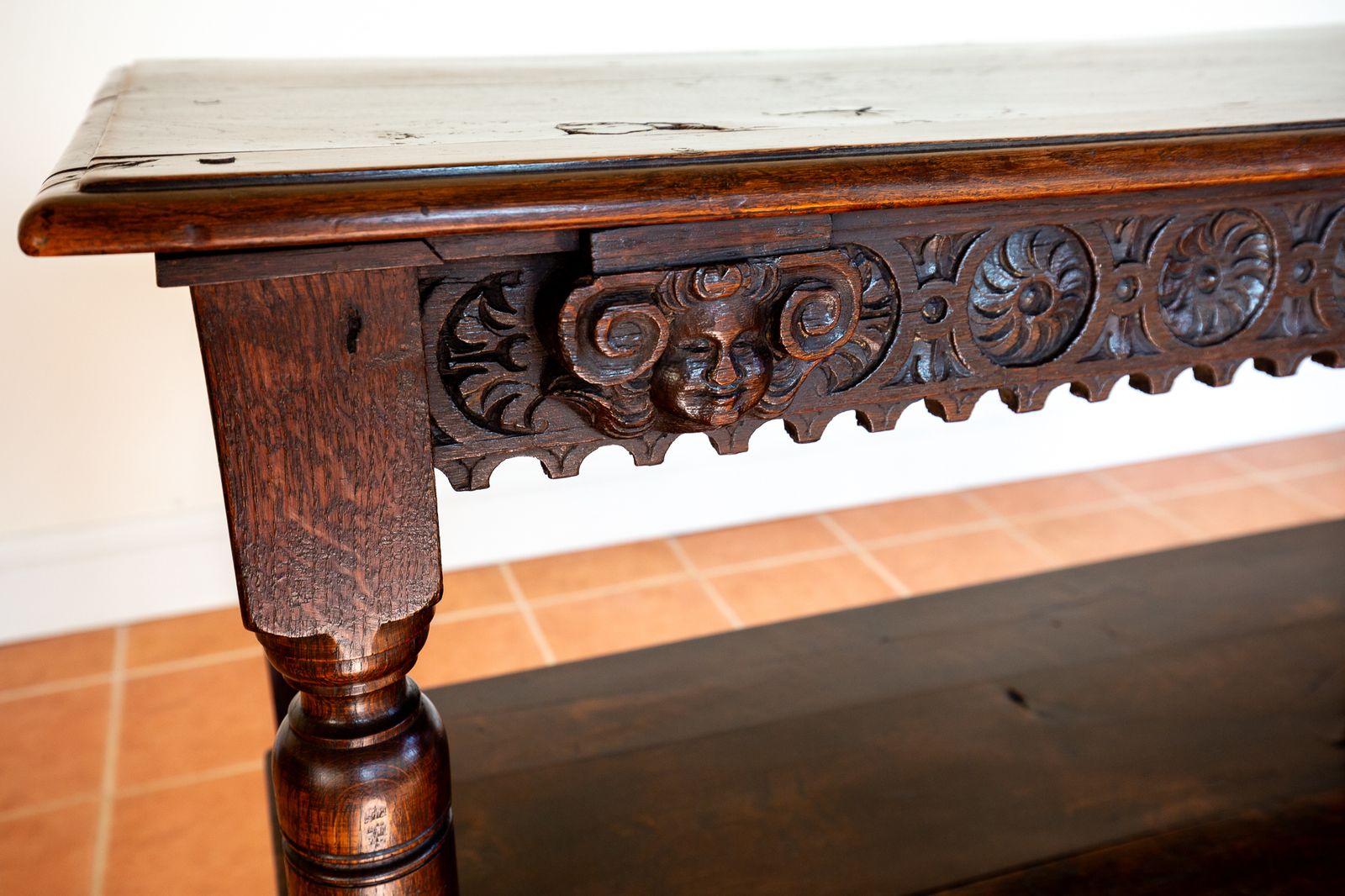 Jacobean Country Carved Oak Tiered Court Cupboard Server Buffet Display Stand Media Shel.F Unit County House 17th Century Fine Antique Farmhouse photo 5250.0