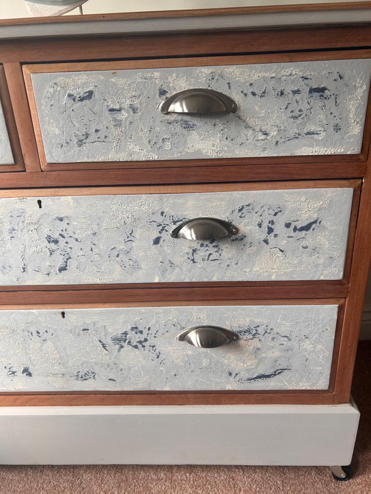 Upcycled Chest Of Drawers With Hand Painted Stone Design. photo furniture