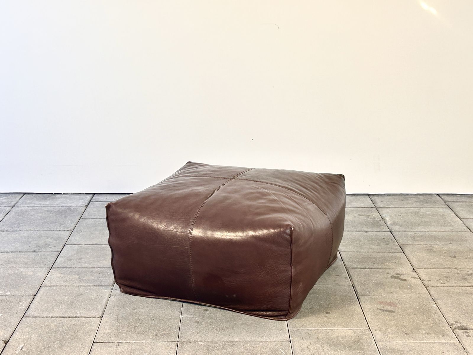 Bambole Leather Poof Designed By Mario Bellini For B&B Italia 1980ies