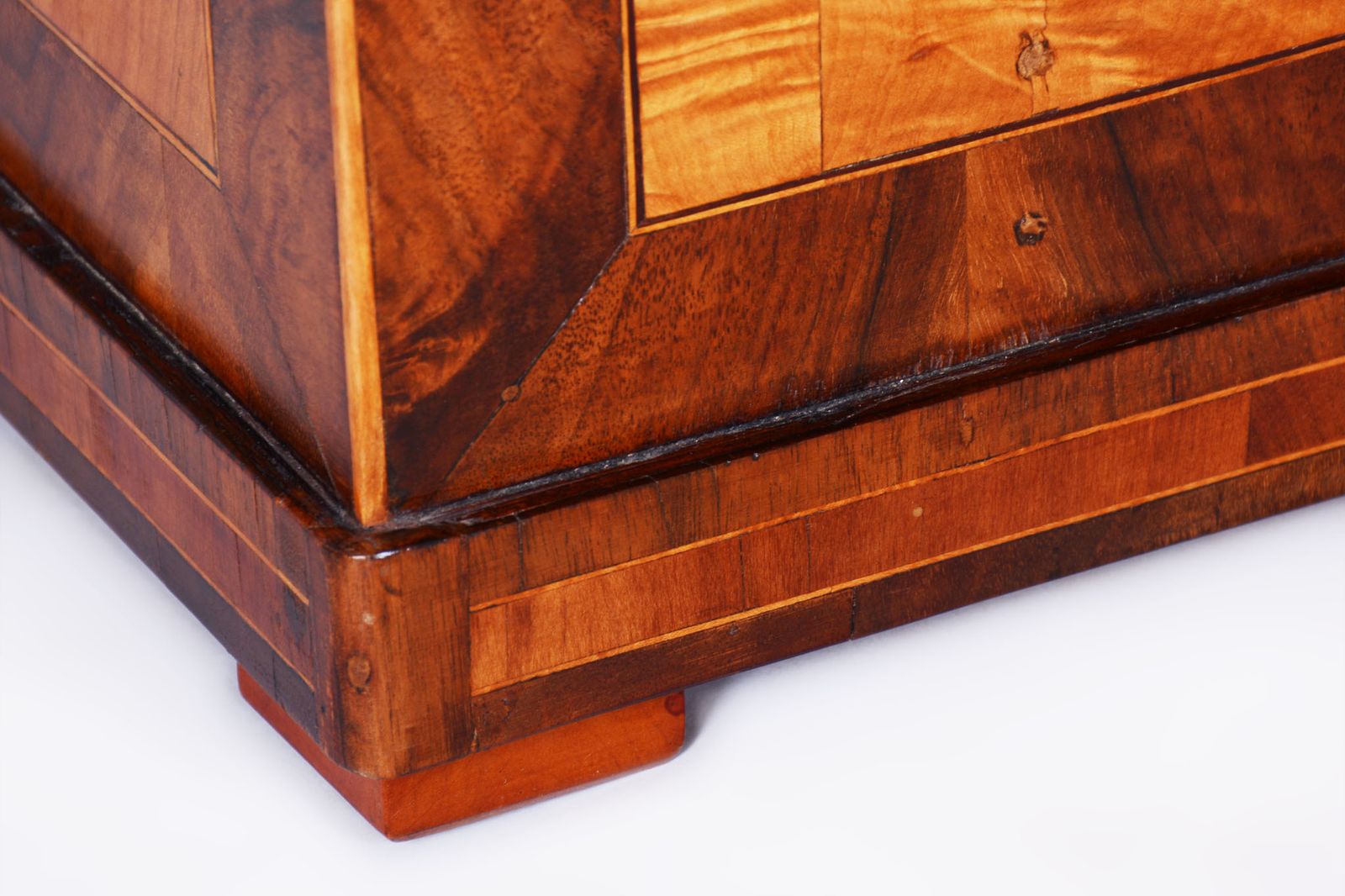 Restored Biedermeier Jewelry Box, Ash, Maple, Spruce, Walnut, Czech, 1820s photo vintage
